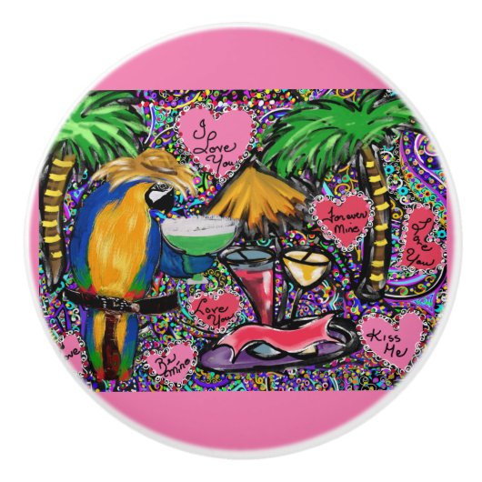 Bouton De Porte En Céramique Perroquet (Devant)