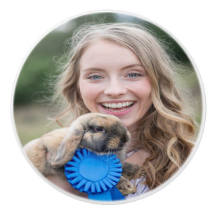 Bouton De Porte En Céramique Personnaliser la photo de lapin de concours de bét
