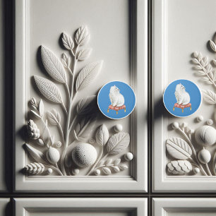 Bouton De Porte En Céramique Personnalized Pretty White Cat