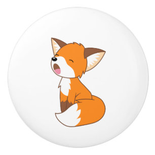 Bouton De Porte En Céramique Petit Renard doré