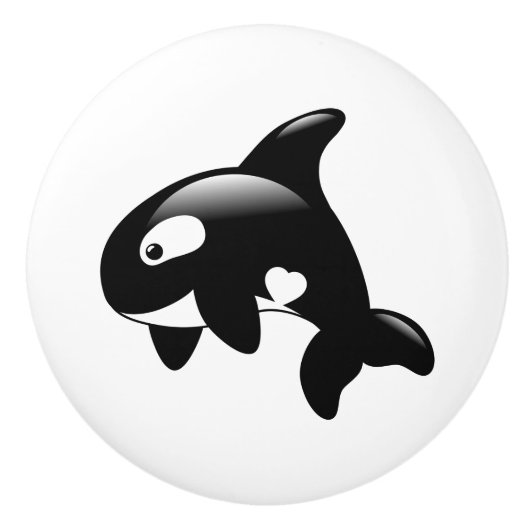 Bouton De Porte En Céramique Petite baleine d'Orca (Devant)