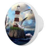 Bouton De Porte En Céramique Phare avec oiseaux (Droite)