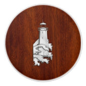 Bouton De Porte En Céramique Phare Chrome sur Mahogany Grain Imprimer (Devant)