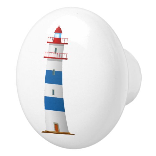 Bouton De Porte En Céramique Phare Nautique Rouge Blanc Bleu (Droite)