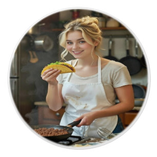 Bouton De Porte En Céramique Photo de manger des tacos Personnaliser