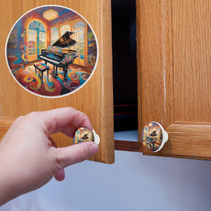 Bouton De Porte En Céramique Piano à queue groovy