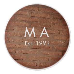 Bouton De Porte En Céramique pierre de brique rustique Brown ajouter le nom let