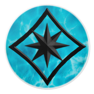 Bouton De Porte En Céramique Pierre de Gem, Larimar Bleu et Ornement d'Onyx Noi