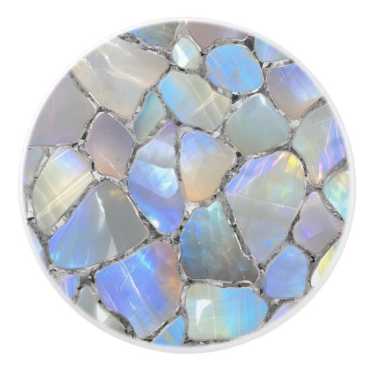 Bouton De Porte En Céramique Pierre et argent - Cellules mosaïques (Devant)