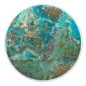 Bouton De Porte En Céramique Pierre minérale bleu Chrysocolla (Devant)