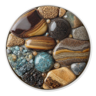 Bouton De Porte En Céramique Pierres précieuses naturelles en roche Turquoise O
