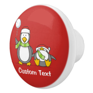 Bouton De Porte En Céramique Pingouins de Noël