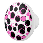 Bouton De Porte En Céramique Pink and Black Circles (Droite)