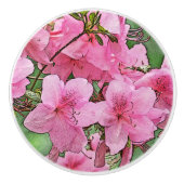 BOUTON DE PORTE EN CÉRAMIQUE PINK AZALEAS CERAMIQUE PULL/KNOB CERAMIQUE KNOB (Devant)