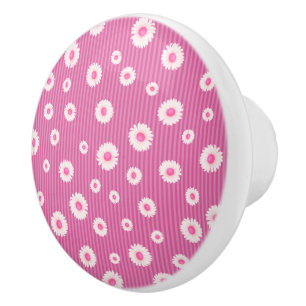 Bouton De Porte En Céramique Pink Daisy