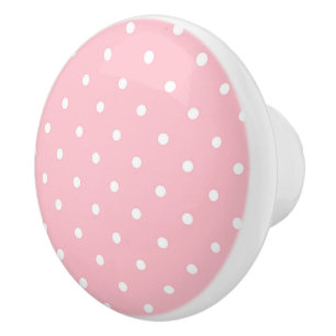 Bouton De Porte En Céramique Pink Polka Dot Ceramic Knob