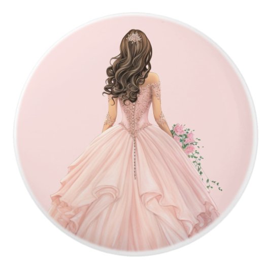 Bouton De Porte En Céramique Pink Princess Girl's Girly Ceramic Knob (Devant)