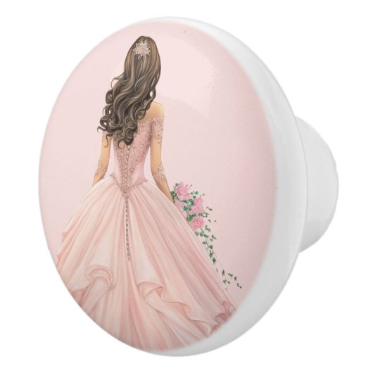 Bouton De Porte En Céramique Pink Princess Girl's Girly Ceramic Knob (Droite)