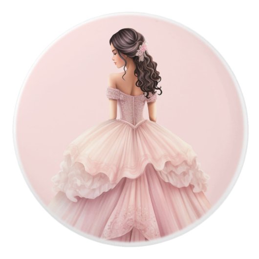 Bouton De Porte En Céramique Pink Princess Girl's Girly Ceramic Knob (Devant)