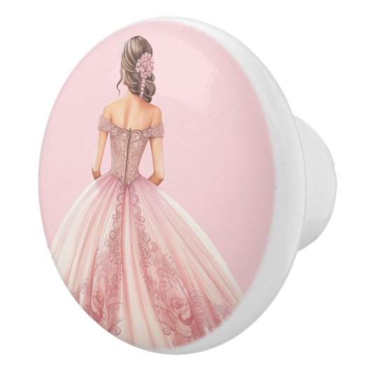 Bouton De Porte En Céramique Pink Princess Girl's Girly Ceramic Knob (Droite)