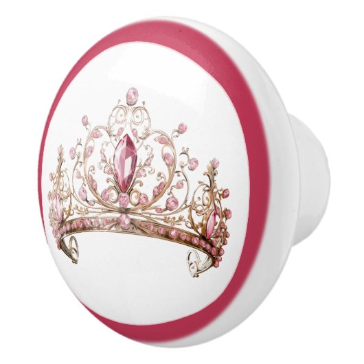 Bouton De Porte En Céramique Pink Princess Tiara Girly Ceramic Knob (Droite)
