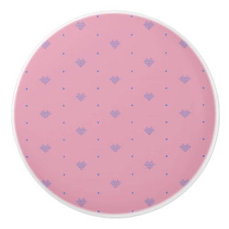 Bouton De Porte En Céramique Pixel rose Coeurs Tiroir et Dresser