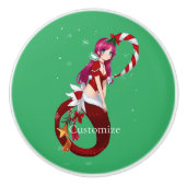Bouton De Porte En Céramique Pixie de Noël Mermaid Thunder_Cove (Devant)