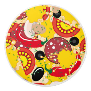 Bouton De Porte En Céramique Pizza