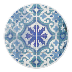 Bouton De Porte En Céramique Plage Balnéaire Cottage Bleu Carrelage Blanc Bois 