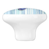 Bouton De Porte En Céramique Plage Bleu Vert rayé Coquillage Starfish Design (Côté)