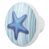 Bouton De Porte En Céramique Plage Bleu Vert rayé Coquillage Starfish Design (Droite)