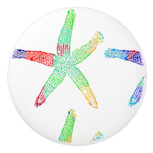 Bouton De Porte En Céramique Plage côtière de Starfish Multicolore Motifs Mod
