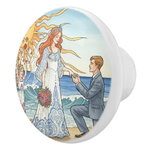 Bouton De Porte En Céramique Plage romantique Mariage Art Nouveau