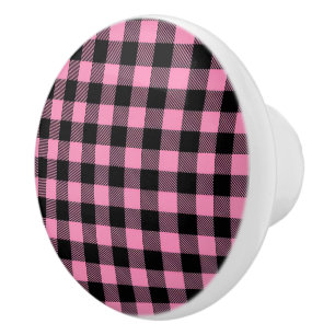 Bouton De Porte En Céramique Plaid Buffalo en céramique