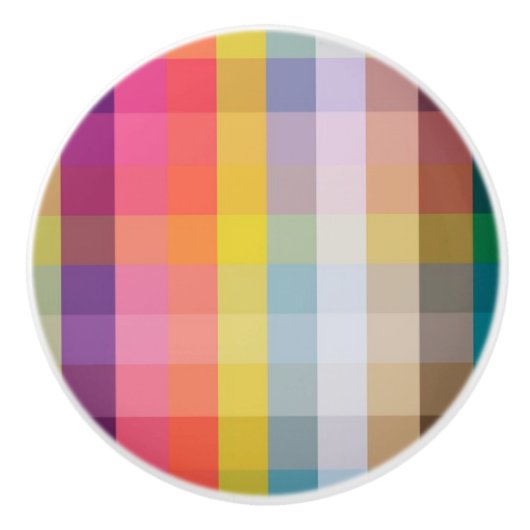 Bouton De Porte En Céramique Plaid écossais abstrait (Devant)