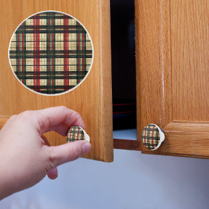 Bouton De Porte En Céramique Plaid Festif