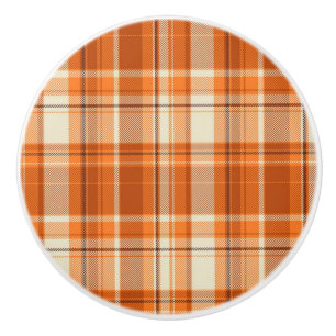 Bouton De Porte En Céramique Plaid orange