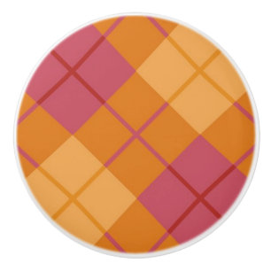 Bouton De Porte En Céramique Plaid polarisé dans l'orange et le rose