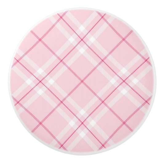 Bouton De Porte En Céramique Plaid rose-clair (Devant)