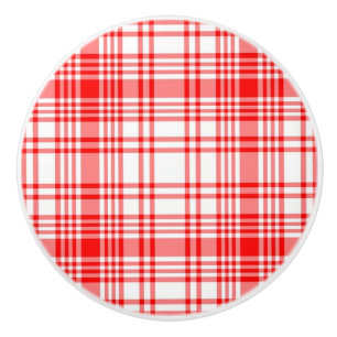 Bouton De Porte En Céramique Plaid rouge