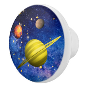 Bouton De Porte En Céramique Planètes dans la galaxie de l'espace