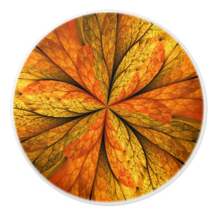 Bouton De Porte En Céramique Plante d'automne, Abstrait moderne Fractal Art Lea