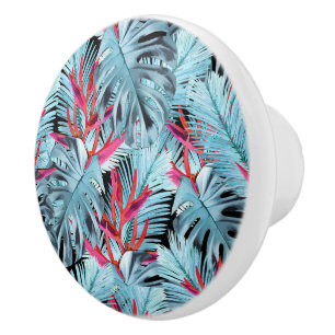 Bouton De Porte En Céramique Plantes tropicales 1