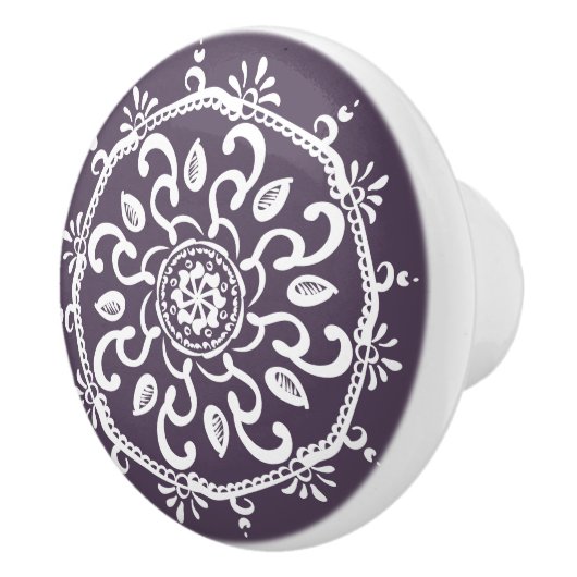 Bouton De Porte En Céramique Plum Mandala (Droite)