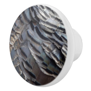 Bouton De Porte En Céramique Plumes de Dindon Sauvage II Design Abstrait de la