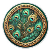 Bouton De Porte En Céramique Plumes de paon (Devant)