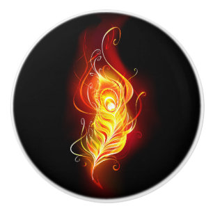 Bouton De Porte En Céramique Plumes de paquetage de feu