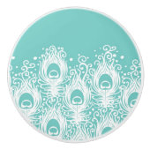 Bouton De Porte En Céramique Plumes molles de paon (Devant)