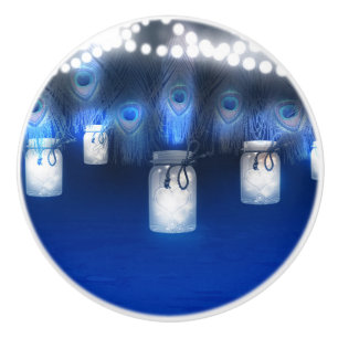 Bouton De Porte En Céramique Plumes Peacock, Mason Jar et lumières à cordes rus