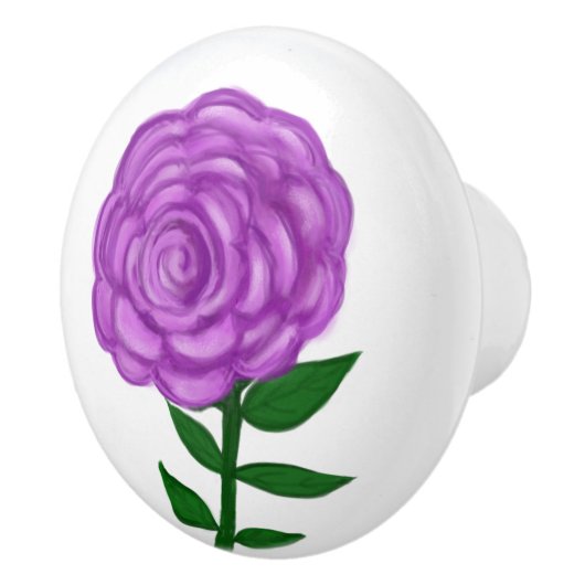 Bouton De Porte En Céramique Plutôt Violet Floral (Droite)